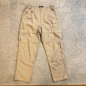 5.11 Tactical Pants Mens 32x32 Khaki Cargo Elastic Waist Workwear Outdoor Hiking